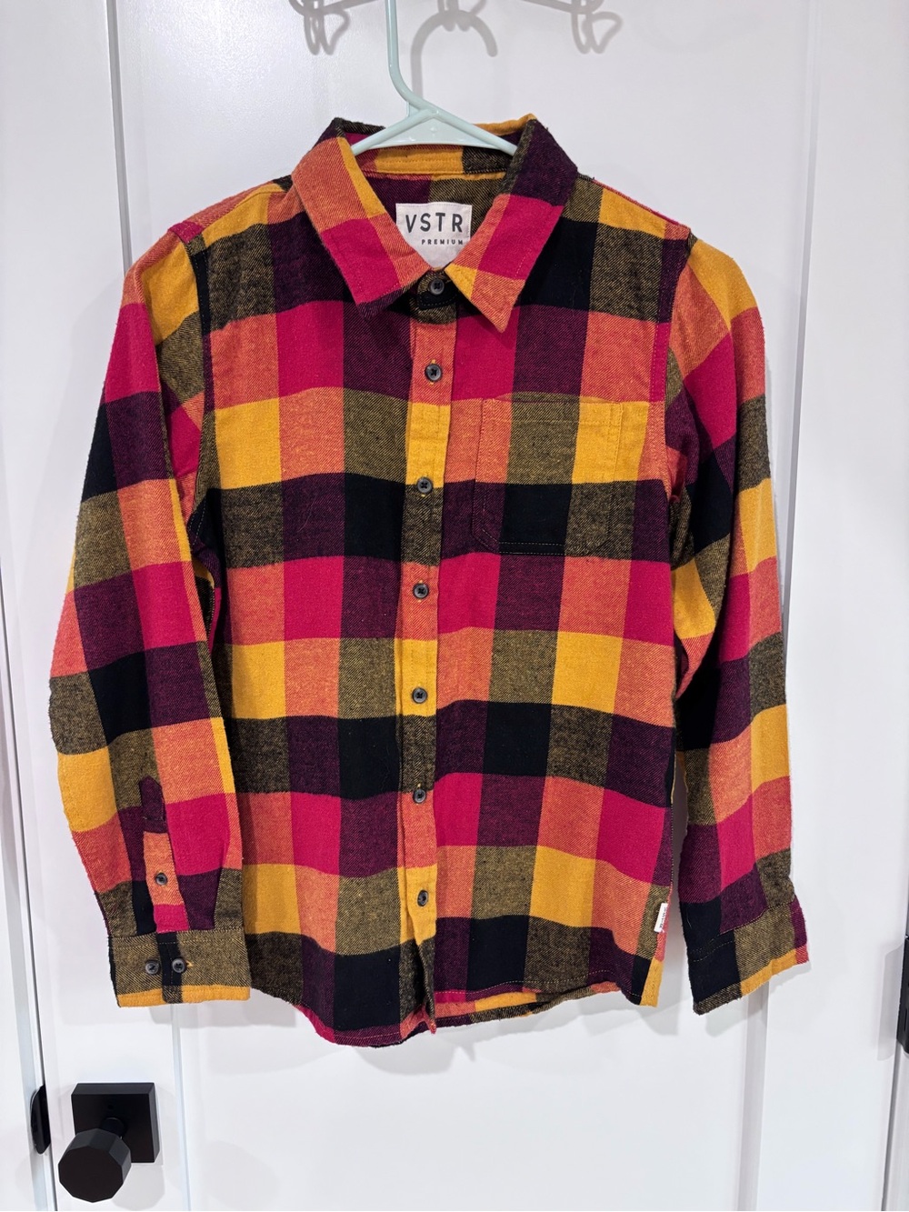 VSTR Kids Plaid Button-Down Shirt - Red & Yellow